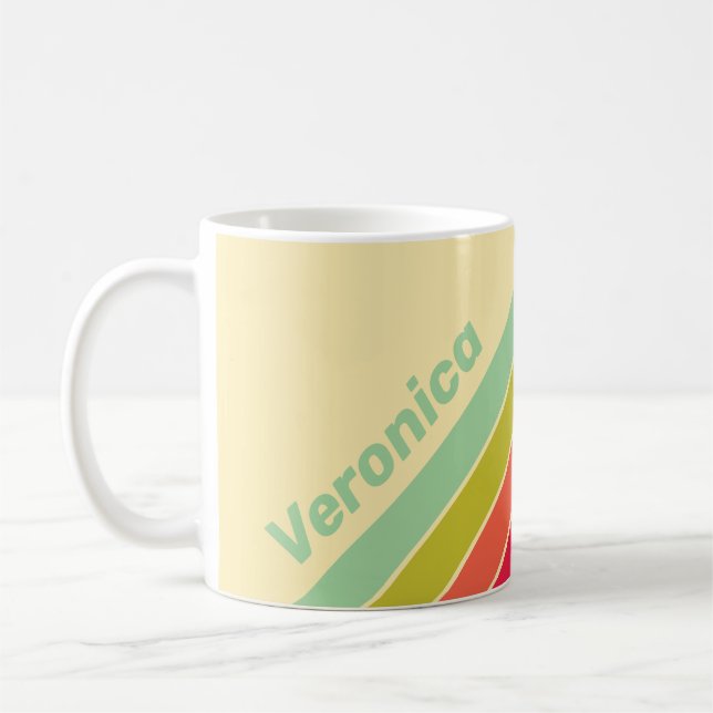 Smörkräm Viska Ränder med Namn Kaffemugg (Vänster)