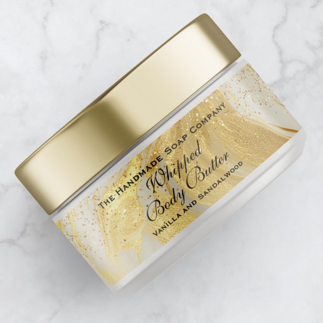 Smörkropp Smör Ivory Guld Glitter Burk Etikett (Skapare uppladdad)