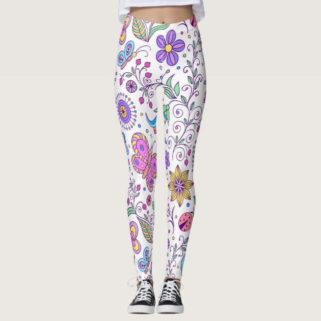 Smöross, färgade och blommiga leggings (Framsida)