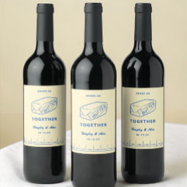 Smörtema Bröllopsdusch för Smör Tillsammans Vinflaska Etikett