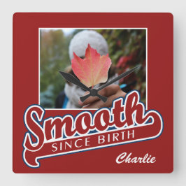 SMOTH med anpassningsbarna PHOTO och NAMN Fyrkantig Klocka