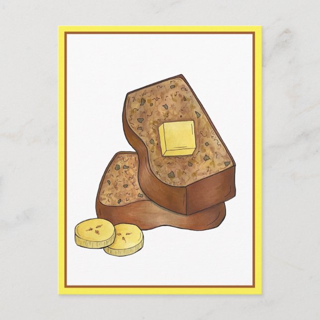 Smött banana Bread Loaf Segce Food Illustration Vykort (Framsida)