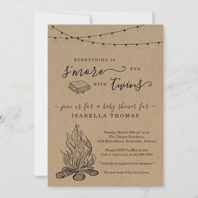 S'Mres Twillingars Baby Shower-inbjudan Inbjudningar (Framsida)