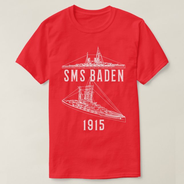 SMS Baden German 1915 WW1 Battleship Blueprint Dia T Shirt (Design framsida)
