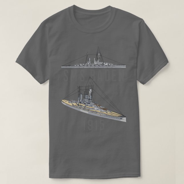 SMS Baden German 1915 WW1 Battleship Diagrams Gift T Shirt (Design framsida)