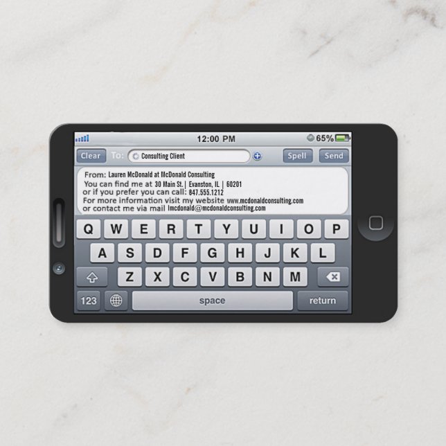 sms iphone-affärskort visitkort (Framsida)
