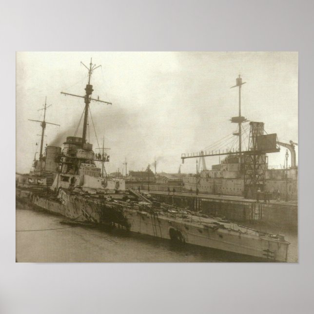 SMS Seydlitz efter Jutland Poster (Framsidan)