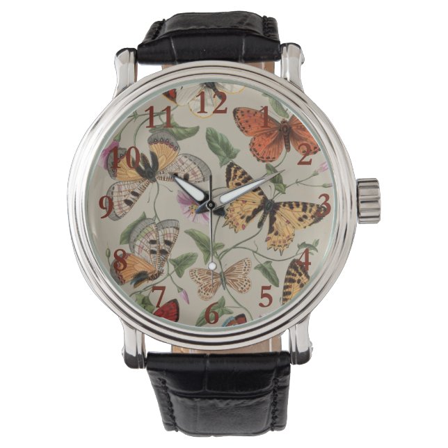 Smterfly Moth Nature Collection Teckning Armbandsur (Framsida)