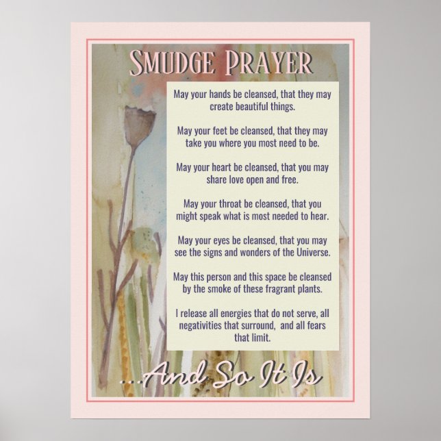 Smudge Prayer for Cleansing Energy Poster (Framsidan)