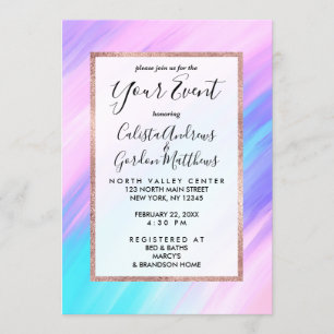 Smudges av Girly Modern Rosa Blue Lila Paint Paise Inbjudningar