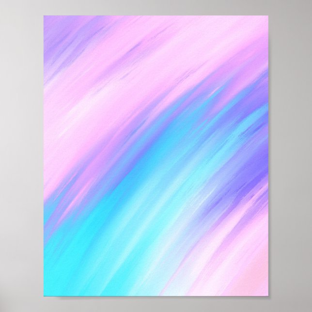Smudges av Girly Modern Rosa Blue Lila Paint Paise Poster (Framsidan)