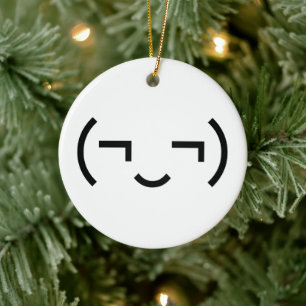 Smug Emoticon (bilder ‿t) japanska Kaomoji Julgransprydnad Keramik