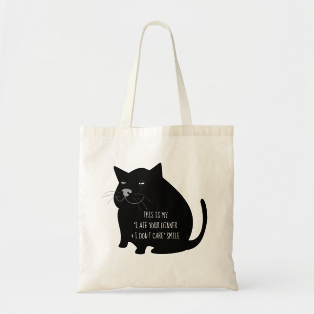Smug Fat Black Cat Funny Quote Tygkasse (Framsidan)