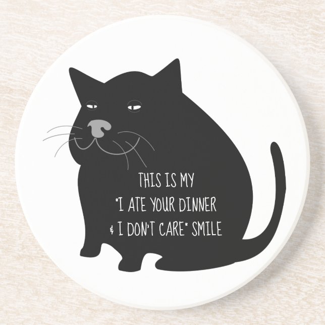 Smug Fat Black Cat Funny Quote Underlägg (Framsidan)