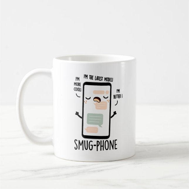 Smug Mobil Funny Cellphone Pun Kaffemugg (Vänster)