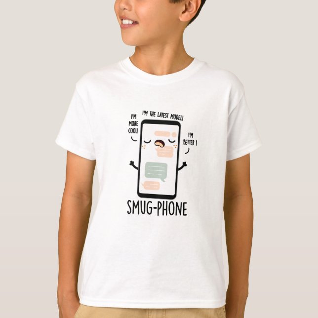 Smug Mobil Funny Cellphone Pun T Shirt (Framsida)