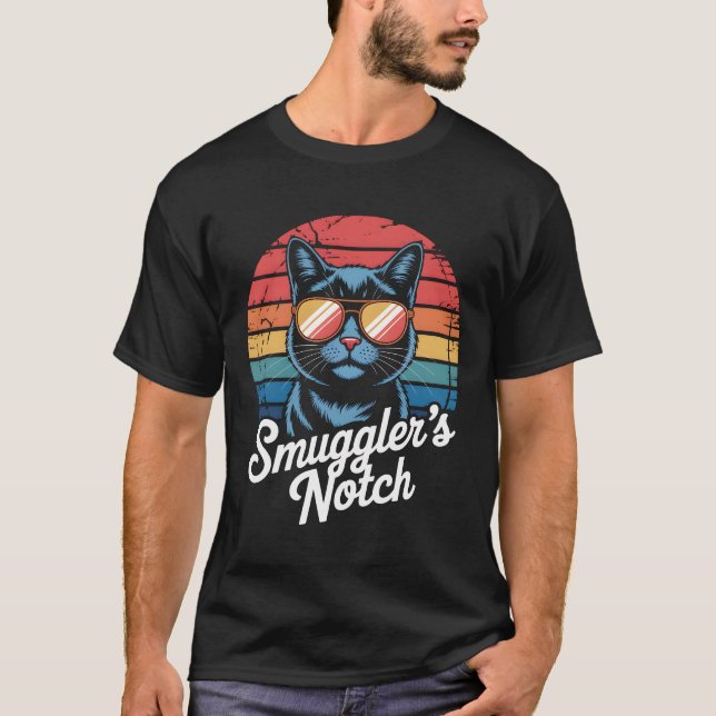 Smugglers’ Notch Retro Ski Resort Cat T-Shirt (Framsida)