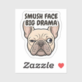 Smush Face Stor Drama Rolig Fransk Bulldog Design Klistermärken