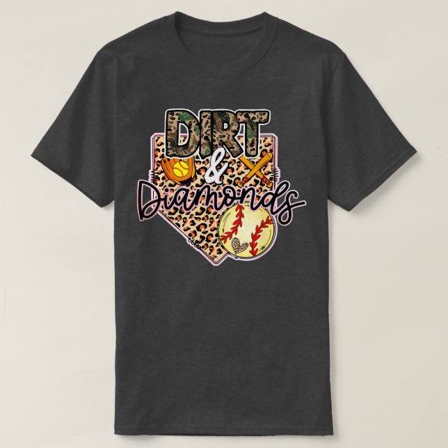 Smuts och diamanter Mamma i både Softball och base T Shirt (Design framsida)