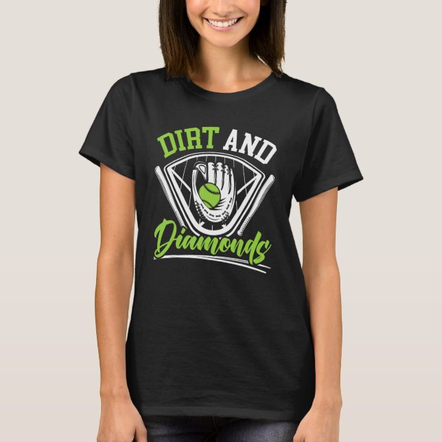 Smuts Och Diamanter Softboll Spelare Pitcher Catch T Shirt (Framsida)
