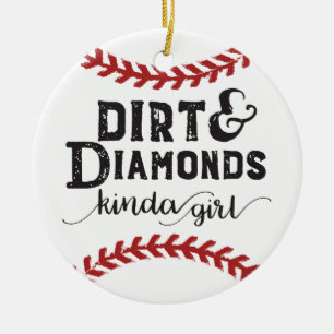 Smuts- och diamantsort av flickasoftballtemat julgransprydnad keramik