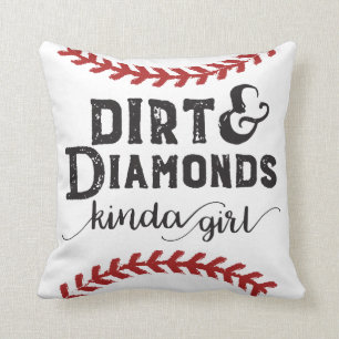 Smuts- och diamantsort av flickasoftballtemat kudde