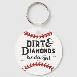 Smuts- och diamantsort av flickasoftballtemat nyckelring