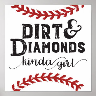 Smuts- och diamantsort av flickasoftballtemat poster