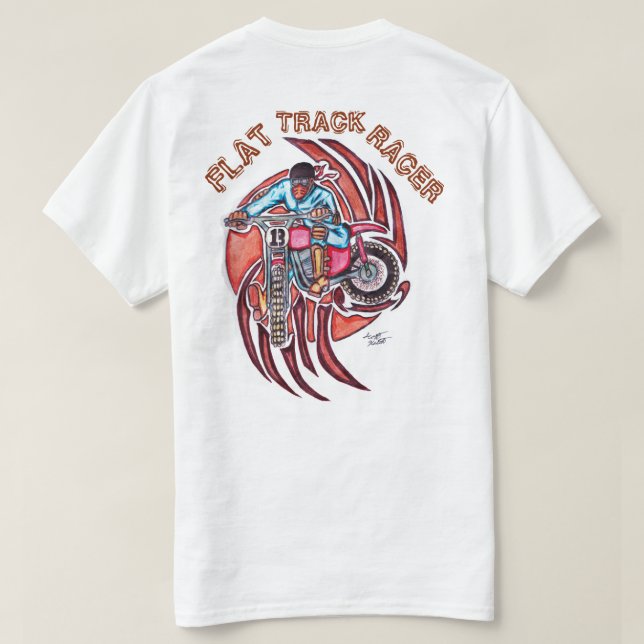 SMUTS SPÅRAR MOTORCYKELRACERVIT T SHIRT (Design baksida)