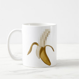 Smutsa ner den censurerade skalade bananen kaffemugg