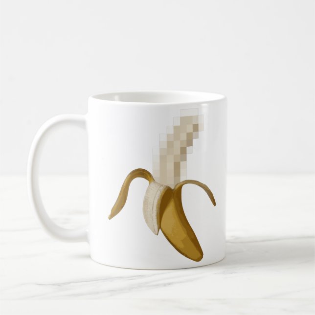 Smutsa ner den censurerade skalade bananen kaffemugg (Vänster)