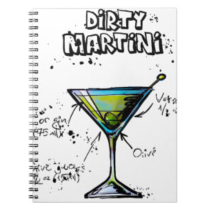 Smutsa ner det Martini coctailrecept Anteckningsbok Med Spiral