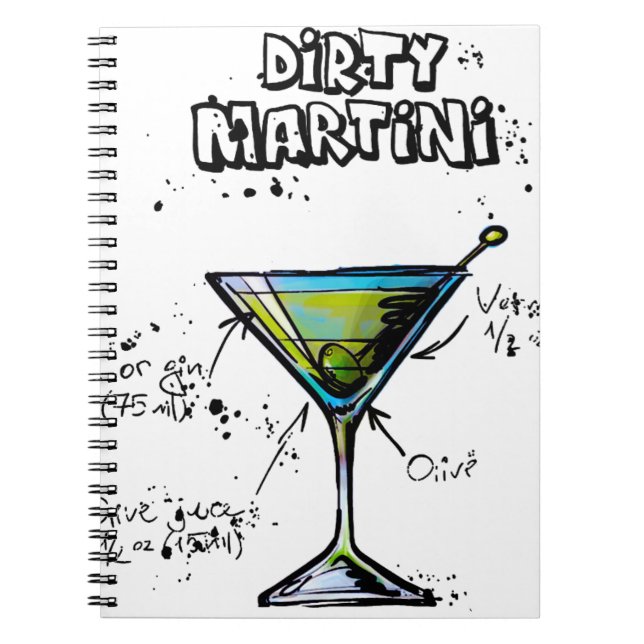 Smutsa ner det Martini coctailrecept Anteckningsbok Med Spiral (Framsidan)