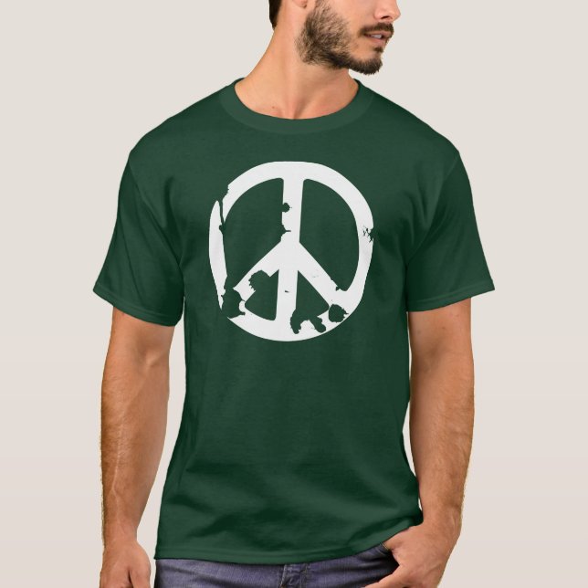 Smutsa ner fredsymbolvit tee shirt (Framsida)