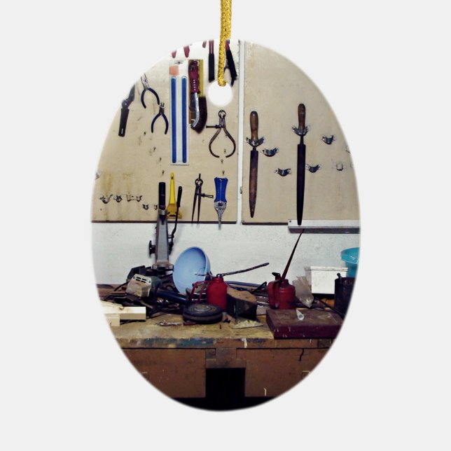 Smutsa ner workbenchen julgransprydnad keramik (Framsidan)