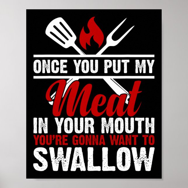 Smutsidig Vuxen Kött i din munsludda Kött Bbq Kärl Poster (Framsidan)