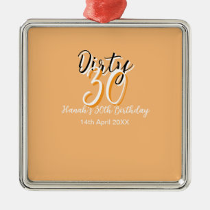 Smutsig 30 orangars vit enkel födelsedag julgransprydnad metall