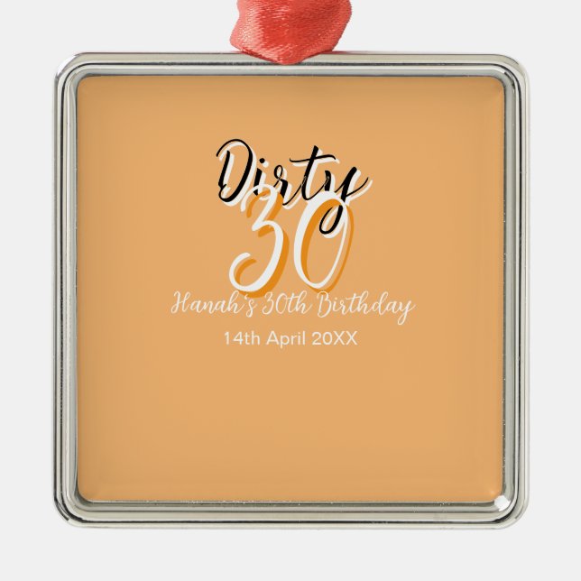 Smutsig 30 orangars vit enkel födelsedag julgransprydnad metall (Framsidan)