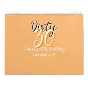 Smutsig 30 orangars vit enkel födelsedag kalender