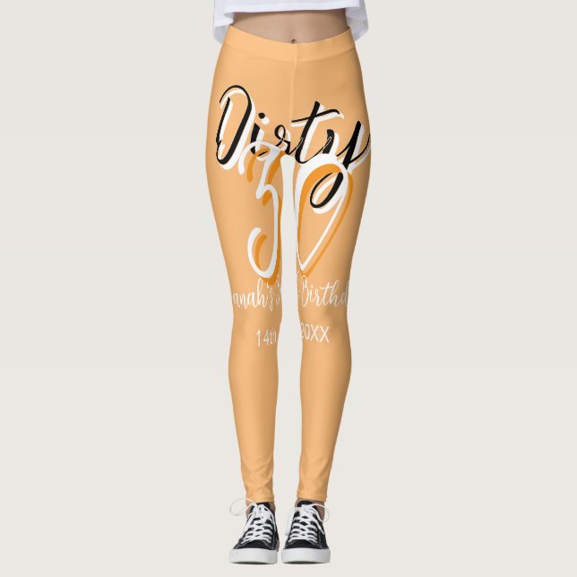 Smutsig 30 orangars vit enkel födelsedag leggings (Framsida)
