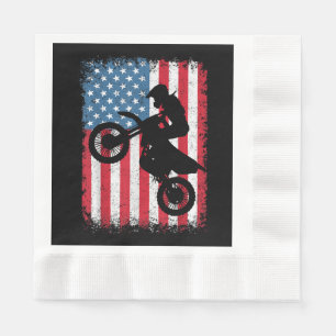 Smutsig Cykel Amerikansk Flagga Motocross Cyklist Pappersservett