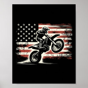 Smutsig cykel amerikansk flagga Motocross Cyklist Poster
