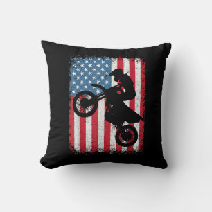 Smutsig cykel amerikansk flagga motocross motorcyk kudde