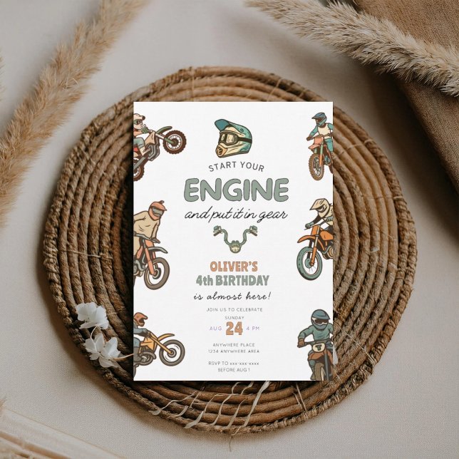 Smutsig cykel pojke 4-årsdag inbjudningar (Skapare uppladdad)