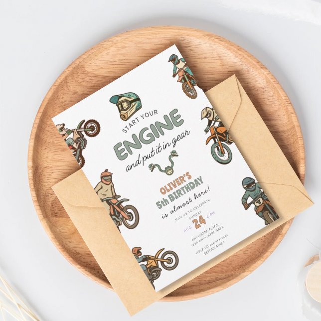 Smutsig cykel pojke 5-årsdag inbjudningar (Skapare uppladdad)