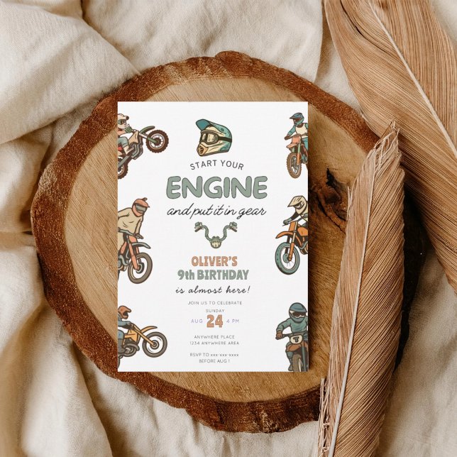 Smutsig cykel pojke 9-årsdag inbjudningar (Skapare uppladdad)
