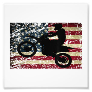 Smutsig cykel USA Flagga T-Shirt Motocross Amerika Fototryck