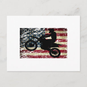 Smutsig cykel USA Flagga T-Shirt Motocross Amerika Helg Vykort