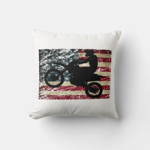 Smutsig cykel USA Flagga T-Shirt Motocross Amerika Kudde