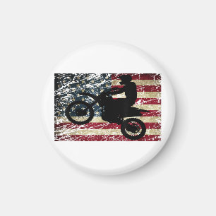 Smutsig cykel USA Flagga T-Shirt Motocross Amerika Magnet